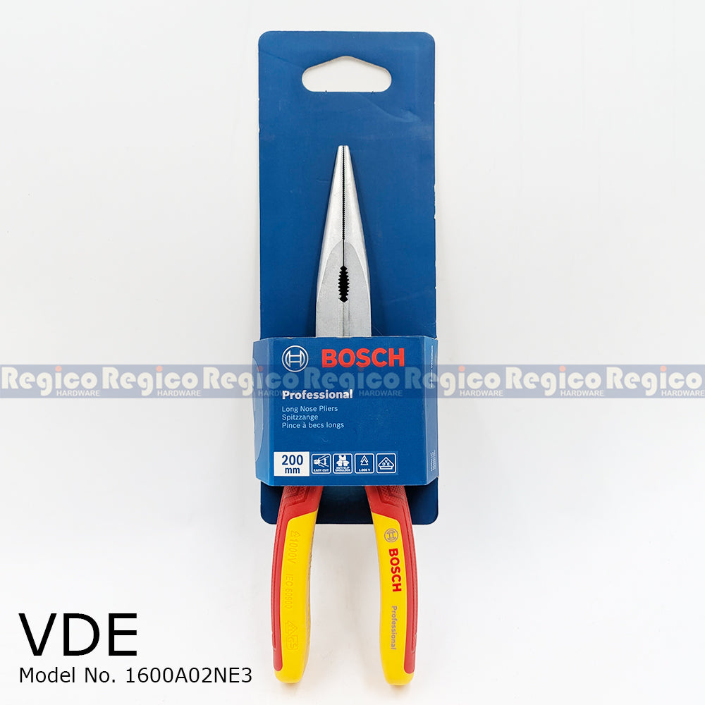 Bosch 200mm VDE & Standard Straight Long Nose Pliers 1600A02NE3 1600A02NE3 Bosch Hand Tools