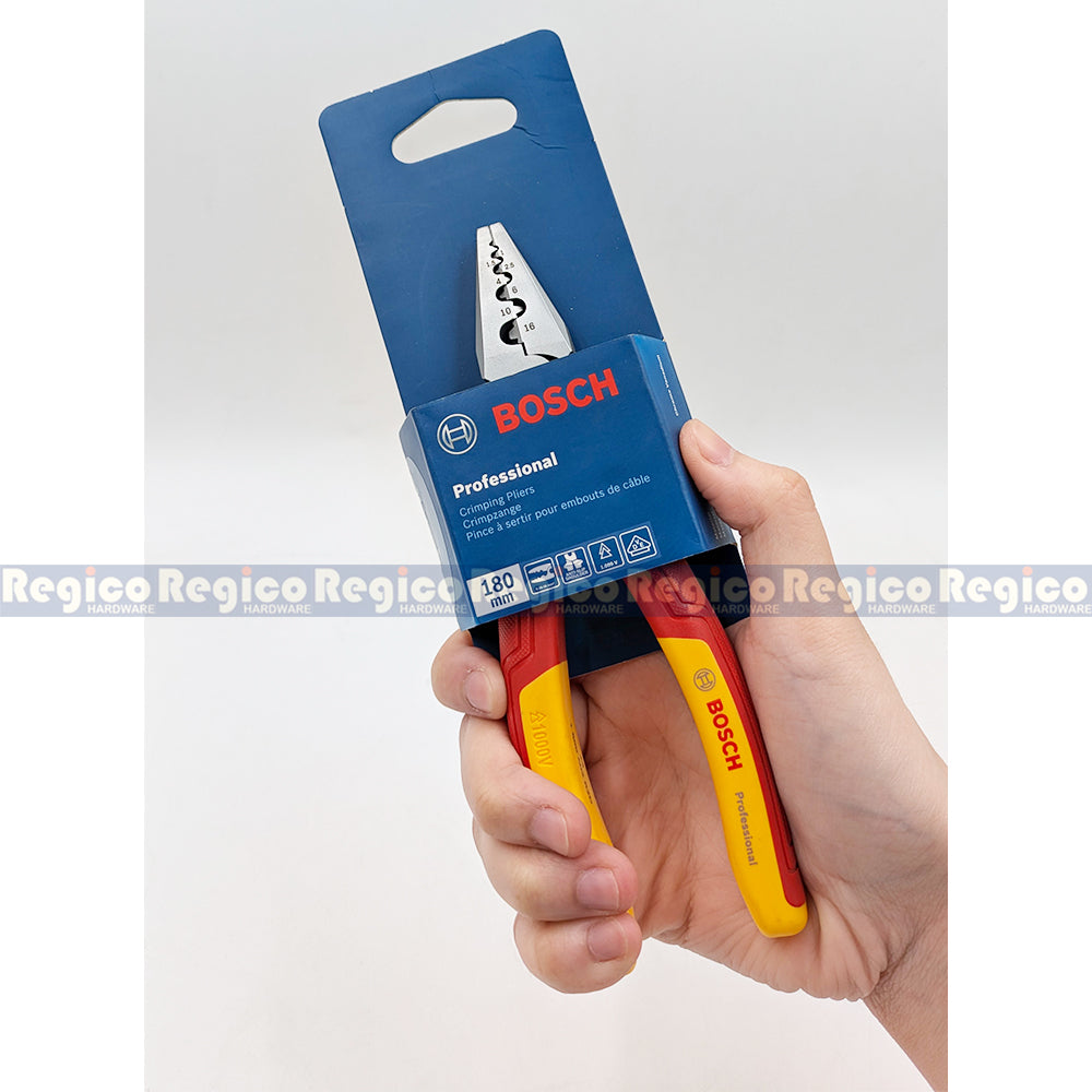 Bosch VDE Crimping Pliers 180mm Electrical Plies Bosch Hand Tools (1600A02NE6)