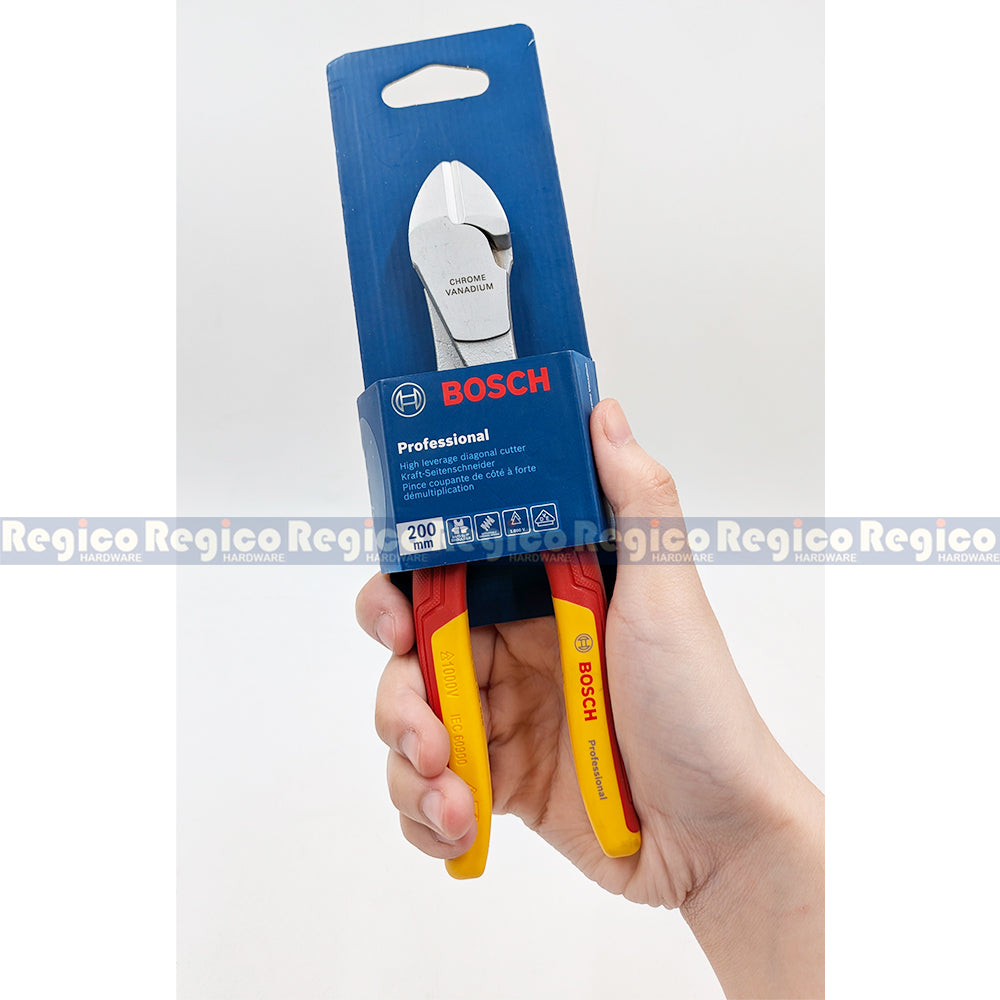 Bosch 200mm VDE High Leverage Diagonal Side Cutters (1600A02NE2)