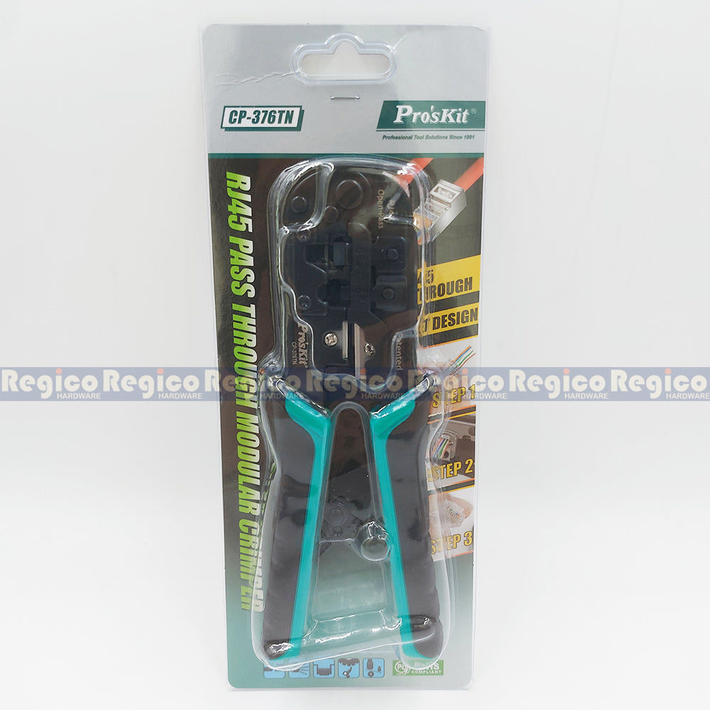 Proskit RJ45 RJ12 RJ11 End Pass Through Network Wire Ratchet  Crimper Cable Cutter Wire Stripper Stripping Tools CP-376TN