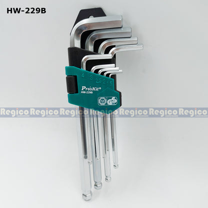 Proskit Metric Ball Point Long Arm Hex Key Set HW-229B HW-129