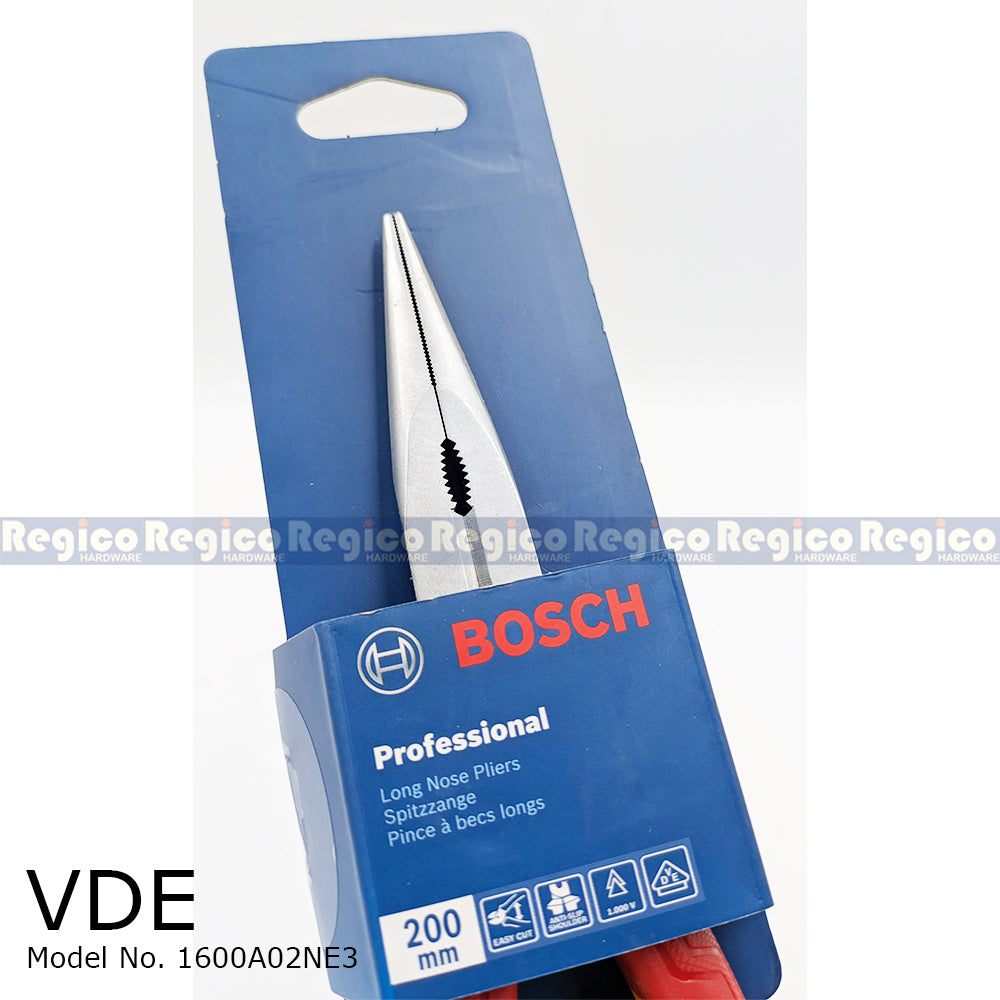 Bosch 200mm VDE & Standard Straight Long Nose Pliers 1600A02NE3 1600A02NE3 Bosch Hand Tools