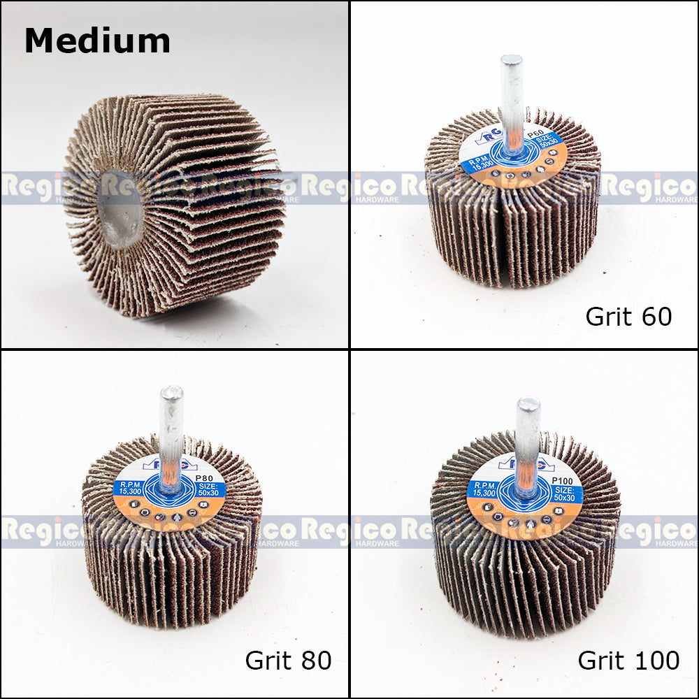 RGC Aluminum Oxide Flap Wheel with Shank for Electric Cordless Hand Drill  Grit 60 80 100