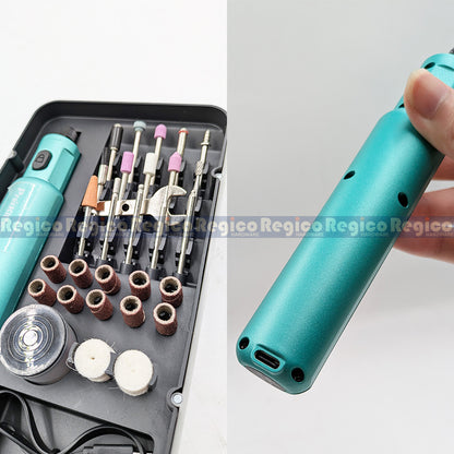 Pro'sKit PT-5207U USB-C Rotary Tool Set with 50pcs Accessories | 3.2mm Cordless Mini Grinder, Cutter, Sander & Engraver