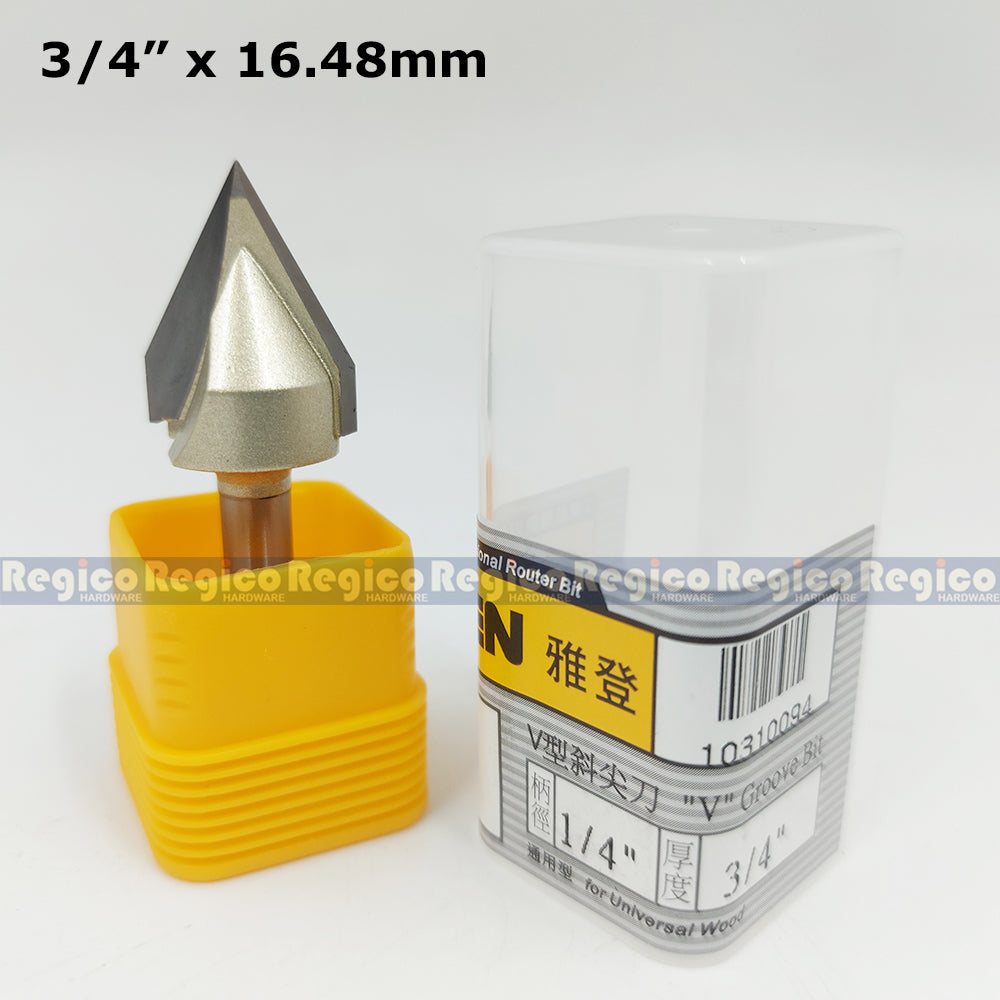 ARDEN 1/4" Shank Engraving V Groove Beveled Cutter Router Bit #0310