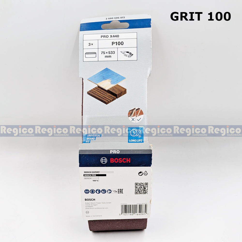 Bosch PRO X440 Sanding Belt 75x533mm Grit 80 100 120 180 Bosch Accessories