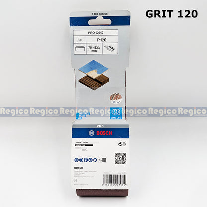 Bosch PRO X440 Sanding Belt 75x533mm Grit 80 100 120 180 Bosch Accessories
