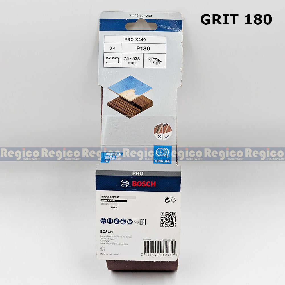 Bosch PRO X440 Sanding Belt 75x533mm Grit 80 100 120 180 Bosch Accessories