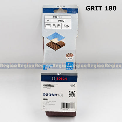 Bosch PRO X440 Sanding Belt 75x533mm Grit 80 100 120 180 Bosch Accessories
