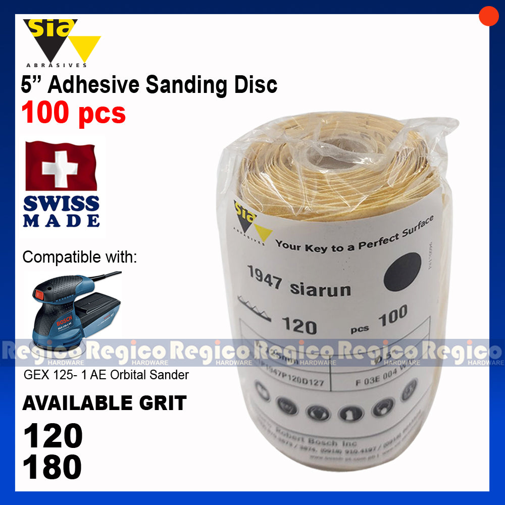Sia 100PCS Adhesive 5 inch Sanding Disc for Orbital Eccentric Sander GEX 125 #1947