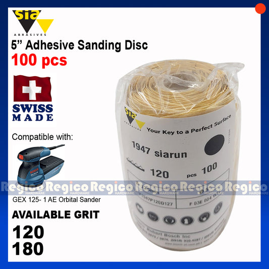 Sia 100PCS Adhesive 5 inch Sanding Disc for Orbital Eccentric Sander GEX 125 #1947