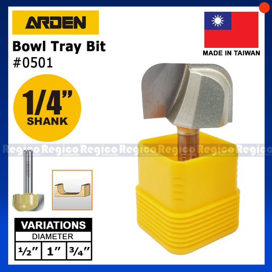 Arden 1/4 Shank Bowl Tray Bit 1/2 3/4 1 inch #0501