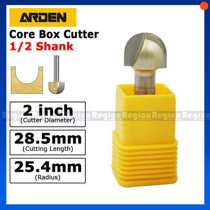 ARDEN 1/2 Shank Round Nose Core Box Cutter Bit Router Bit #0502