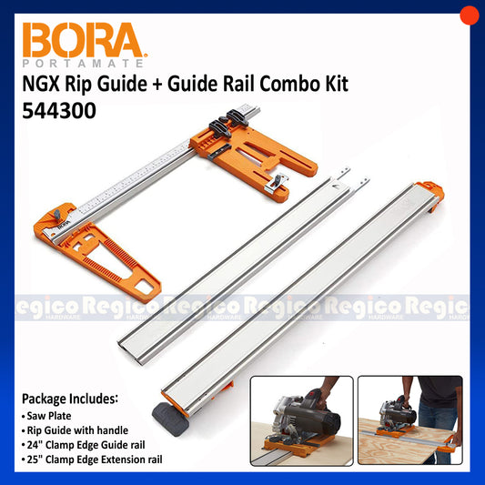 Bora NGX Compact Set Clamp Edge Combo Kit Rip Guide and 24" Guide Rail and 25" Extension Rail 544300