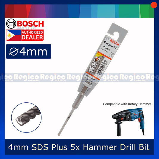 Bosch 4mm SDS Plus 5x Concrete Rotary Hammer Drill Bit Bosch Accessories