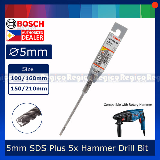 Bosch 5mm SDS Plus 5x Concrete Rotary Hammer Drill Bit Bosch Accessories
