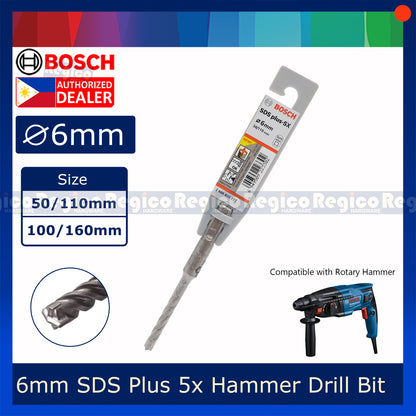 Bosch 6mm SDS Plus 5x Concrete Rotary Hammer Drill Bit Bosch Accessories