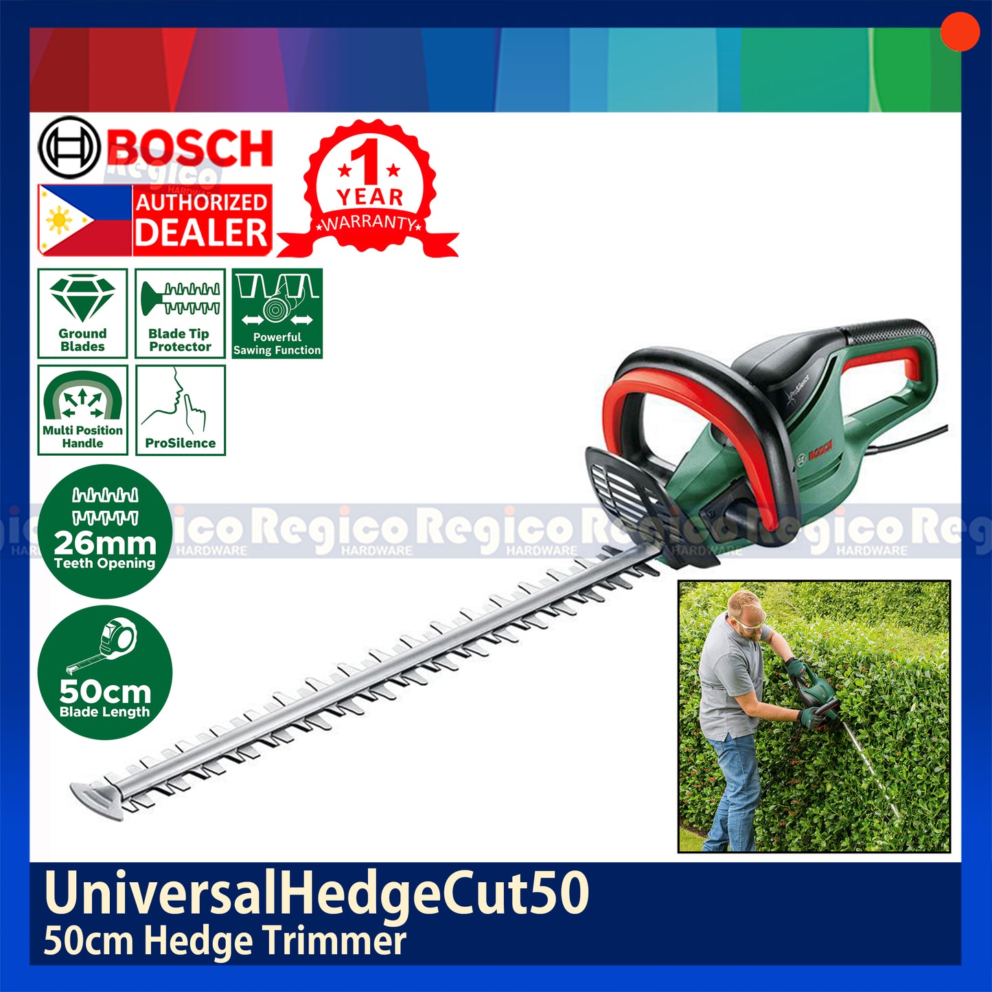Bosch UniversalHedgeCut50 50cm Hedge Trimmer Bosch Lawn Garden