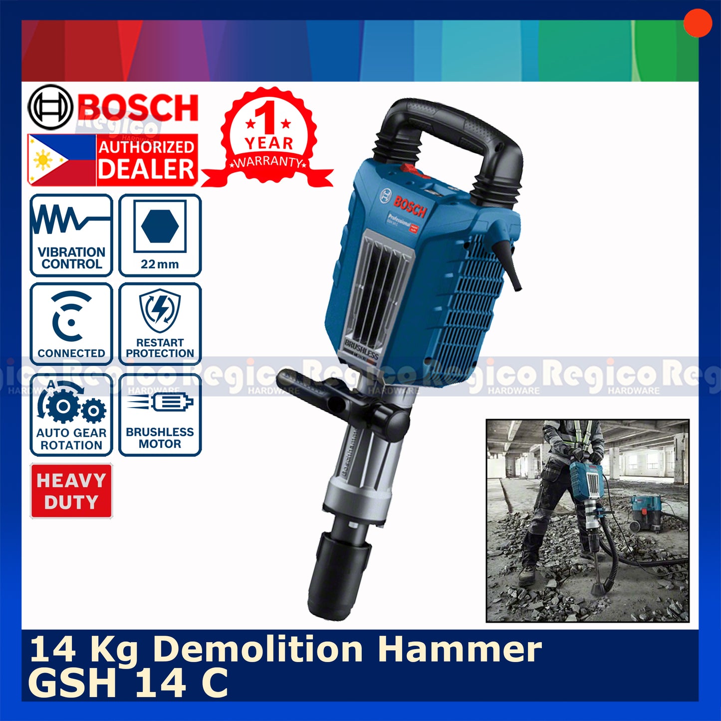 Bosch GSH 14C 1750w Brushless Breaker Demolition Hammer Bosch Blue Line