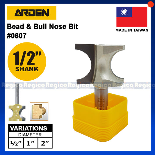 Arden #0607 1/2 Shank Bead Bull Nose Bullnose Router Bit