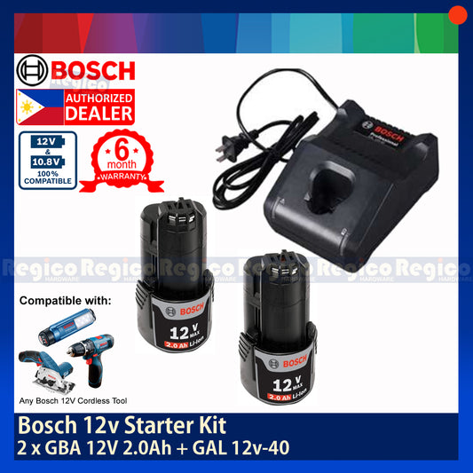BOSCH 12v Starter Kit GBA 12v 2.0 Ah & GAL12v-40  Battery and Charger Bosch Cordless Acc #01B8W