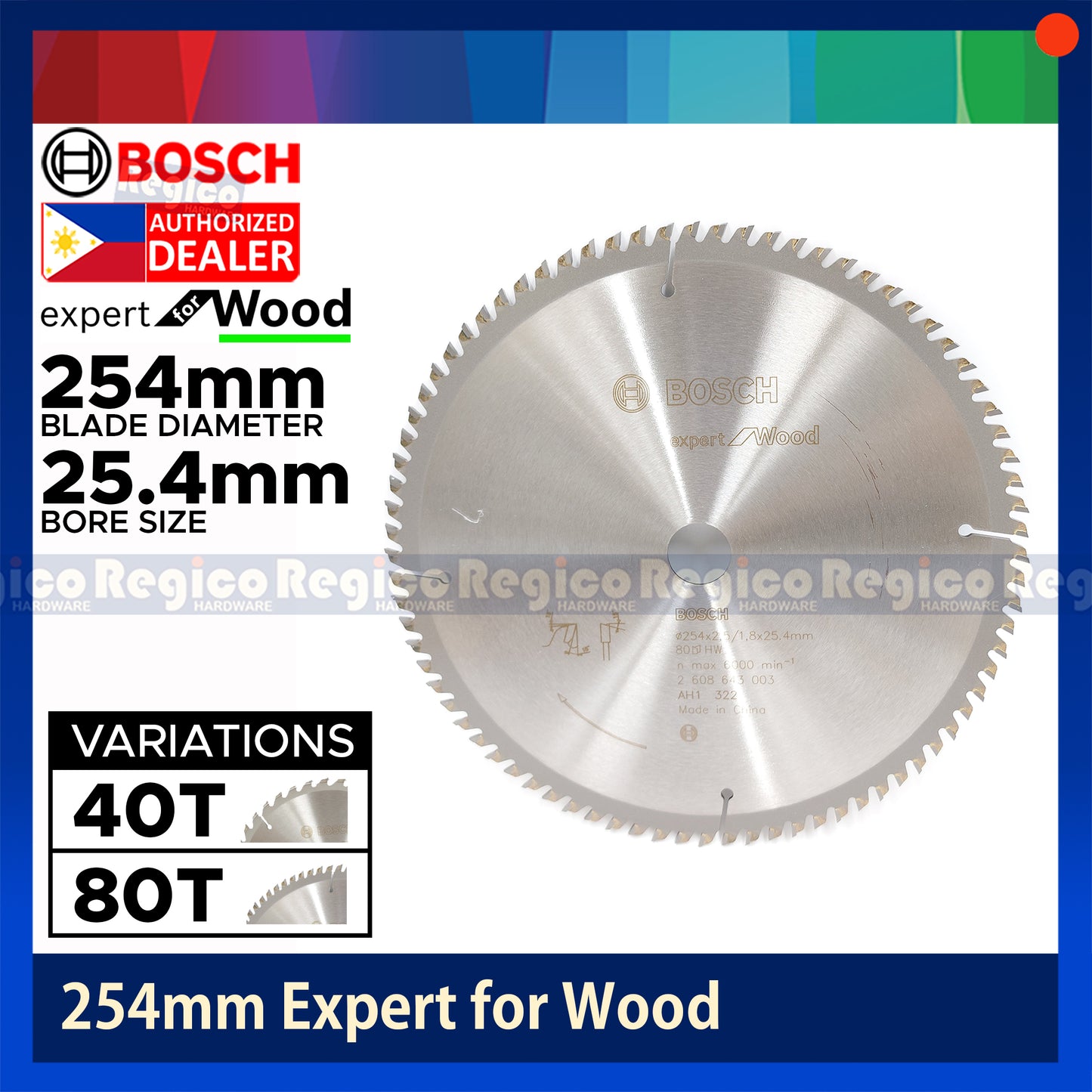 Bosch 254mm 40T 80T 10 inches Expert for wood Circular Saw Blade Bosch Accessories