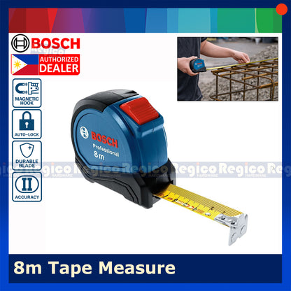 Bosch 8m Tape Measure with Magnetic Hook Bosch Hand Tools