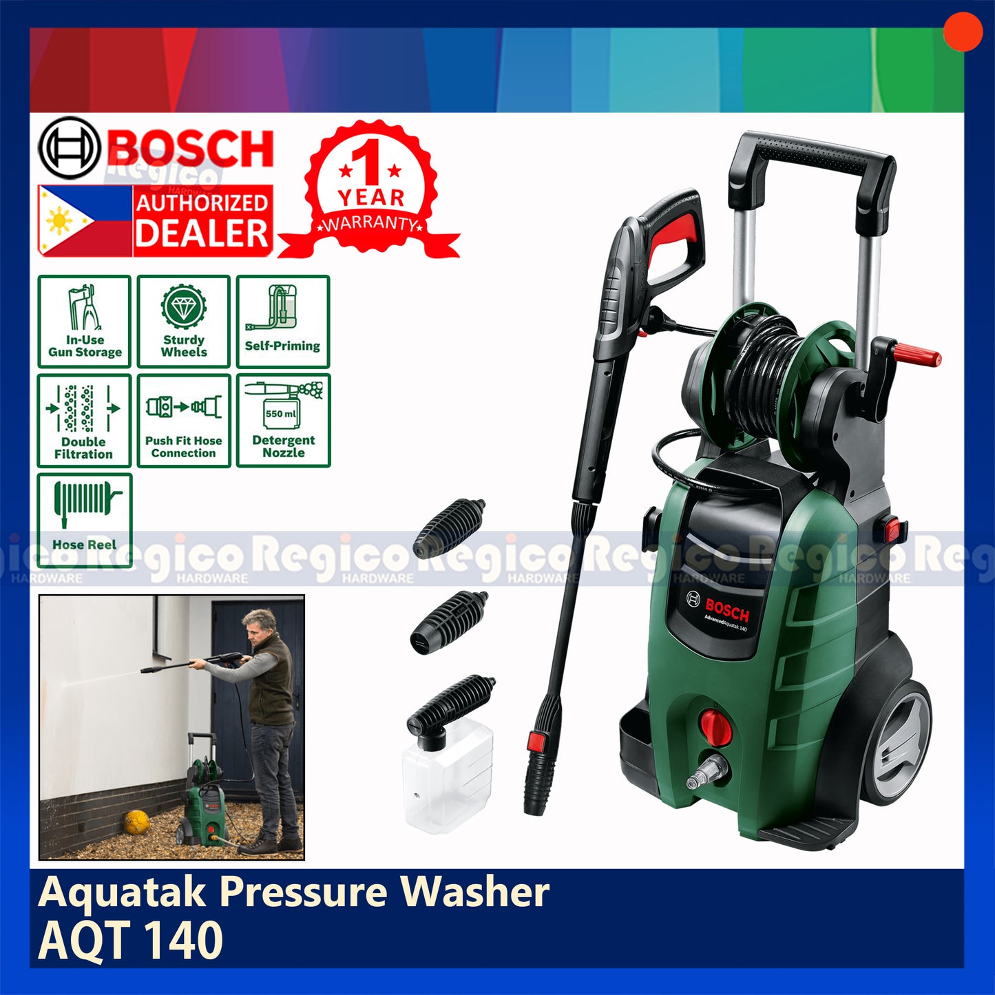 Bosch AQT 140 High Pressure Washer Bosch Lawn Garden