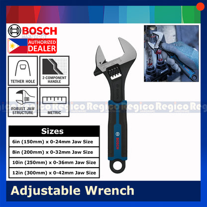 Bosch Adjustable Wrench High Carbon Steel Quick Adjustment Anti Slip Handle 6 8 10 12 inches
