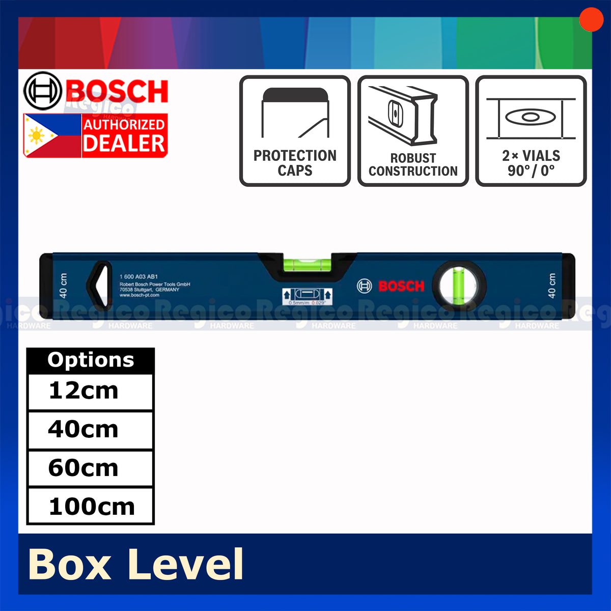 BOSCH Professional Box Level | Spirit Level Bubble Level 12cm-100cm | Aluminum Level Tool Bosch Hand Tools
