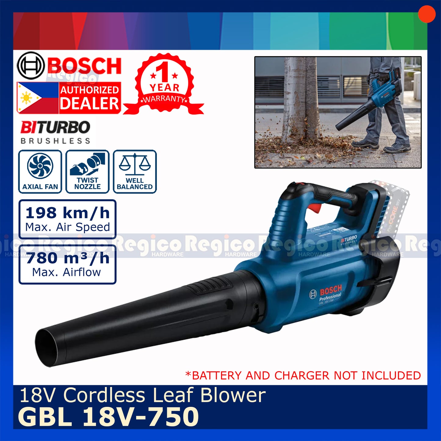 Bosch GBL 18v-750 Biturbo Brushless Leaf Blower Bosch Cordless 18v