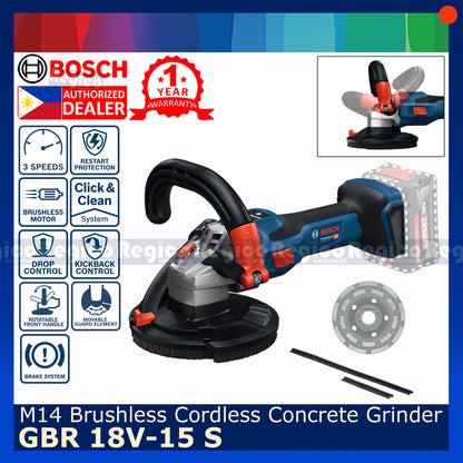 Bosch GBR 18V-15 S Brushless Cordless Heavy Duty Concrete Grinder M14 Bosch Cordless Regico