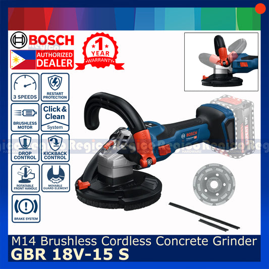 Bosch GBR 18V-15 S Brushless Cordless Heavy Duty Concrete Grinder M14 Bosch Cordless Regico