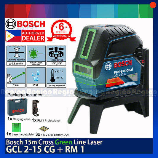 BOSCH GCL 2-15 G + RM 1 15m Green Line Laser Leveling Tool Bosch Measuring