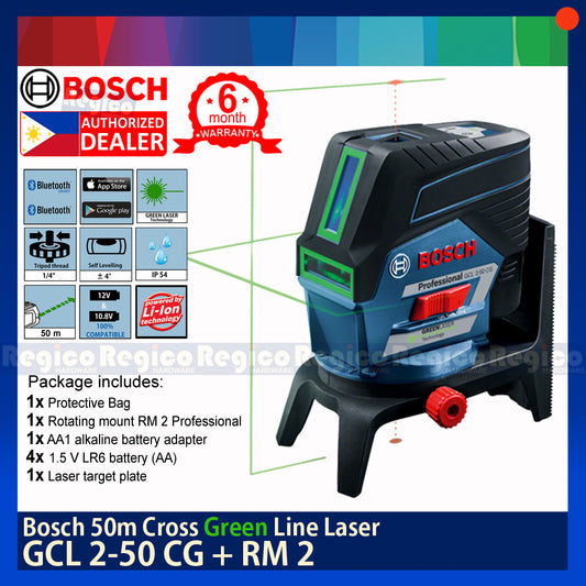 BOSCH GCL 2-50 CG 50m Cross Green Line Laser with Bluetooth Connection Line Laser Leveling Tool Bosch Measuring