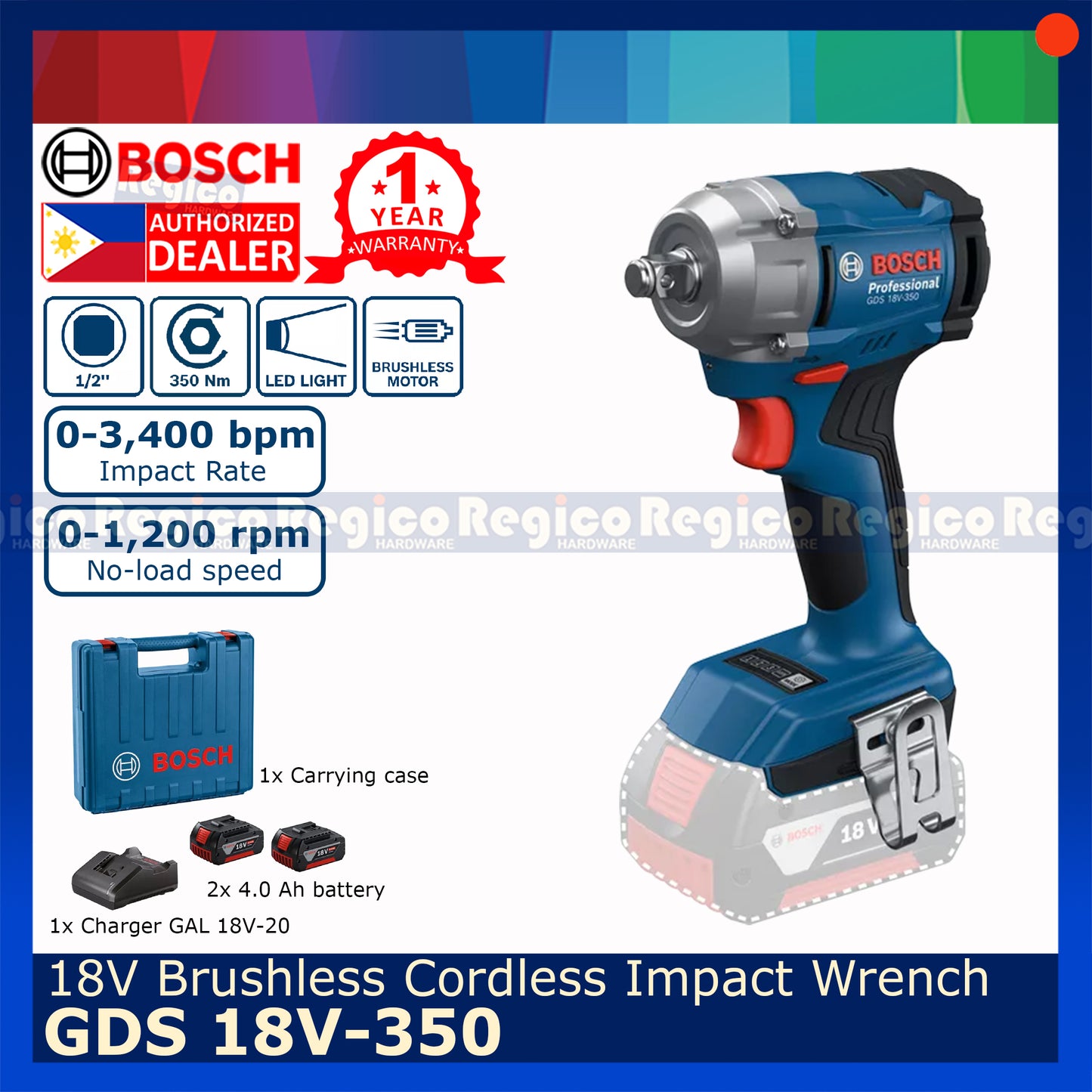 Bosch GDS 18v-350 85nm 200nm 350nm Impact Wrench Driver Bosch Cordless