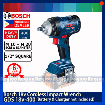 BOSCH GDS 18V-400 Cordless 400Nm Impact Wrench Regico Hardware Bosch Cordless (BATTERY AND CHARGER NOT INCLUDED)