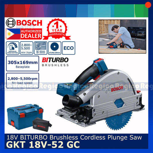 Bosch GKT 18v-52 GC 140mm Biturbo Brushless Cordless Plunge Saw Bosch Cordless