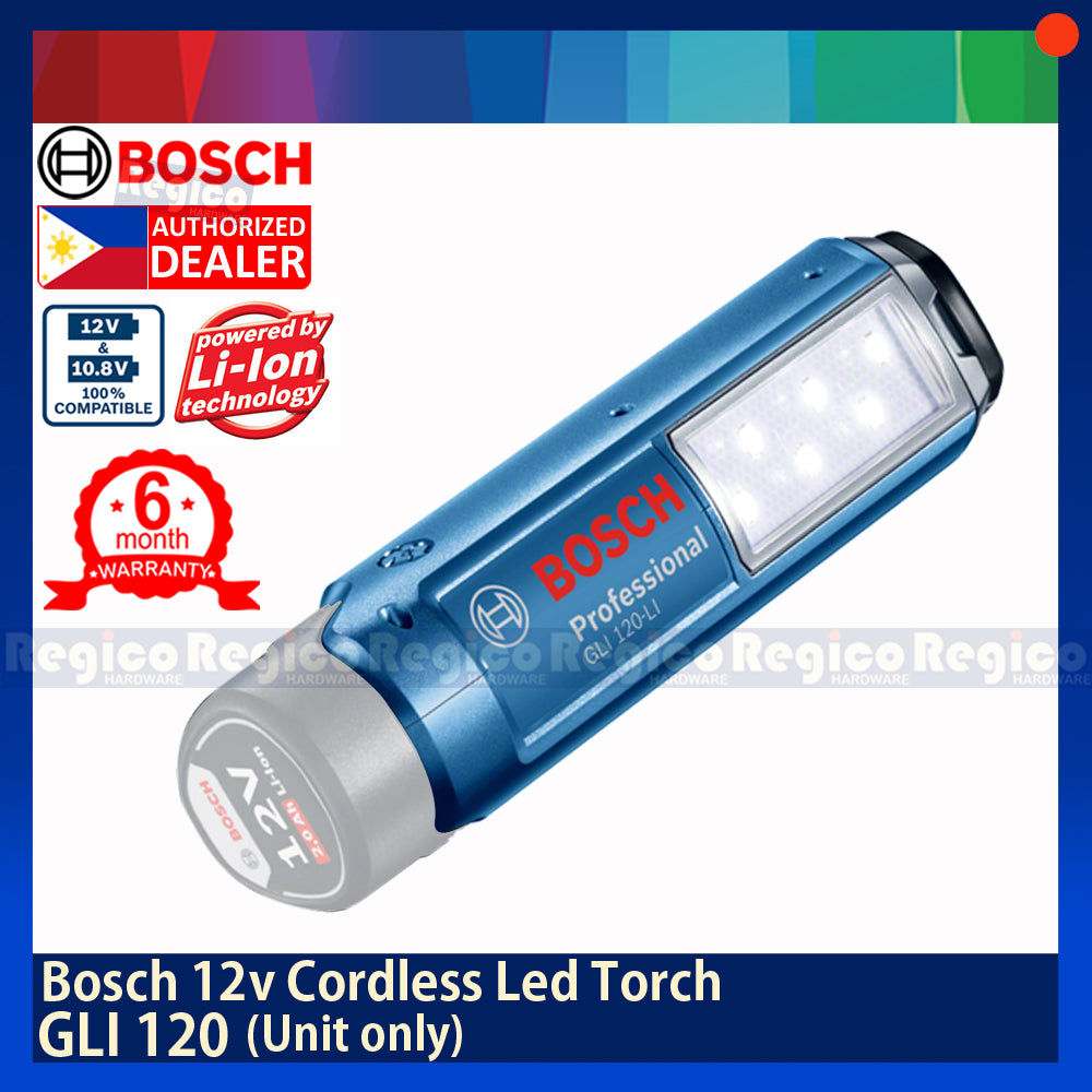 BOSCH GLI 120 12v-li Cordless Led Torch Worklight Flashlight Original Genuine Bosch Cordless Tools  (BATTERY AND CHARGER NOT INCLUDED)