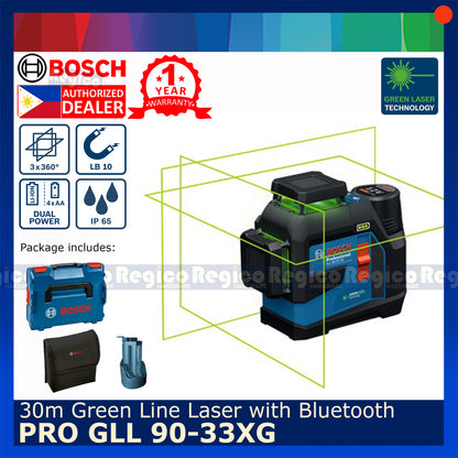 Bosch PRO GLL 90-33 XG 30m Green Line Laser with Bluetooth 12v Bosch Measuring