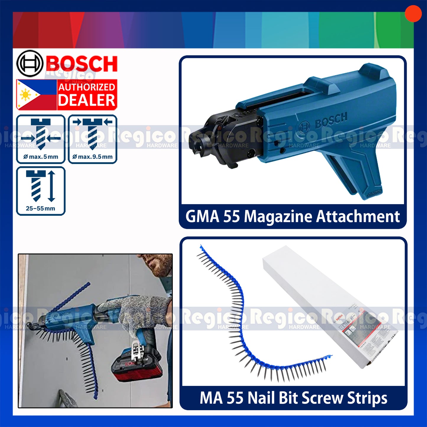 Bosch GMA 55 Magazine Attachment for GTB 185 GTB 650 Drywall Screwdriver Drill Bosch Accessorries