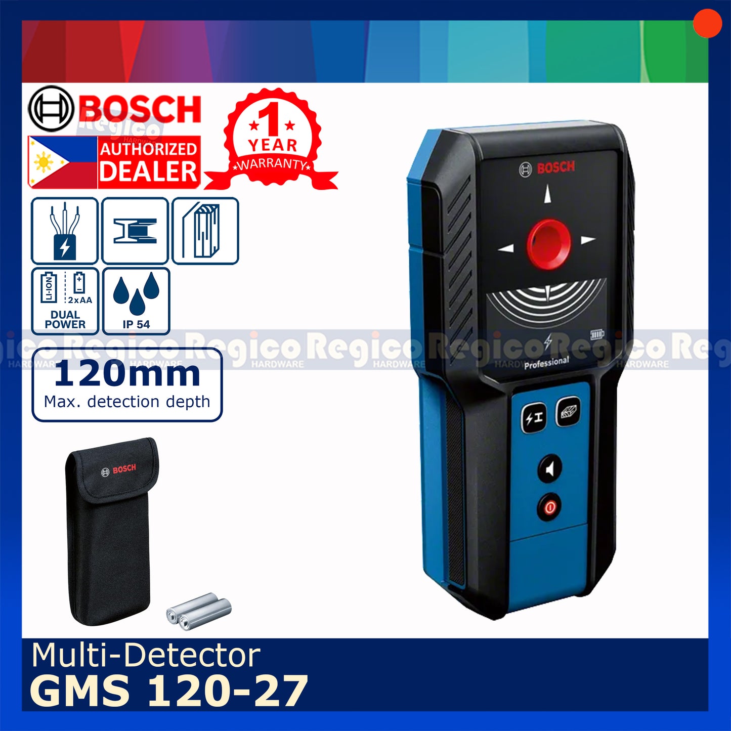 Bosch GMS 120-27 Metal Copper Live Wire Wood Detector Bosch Measuring