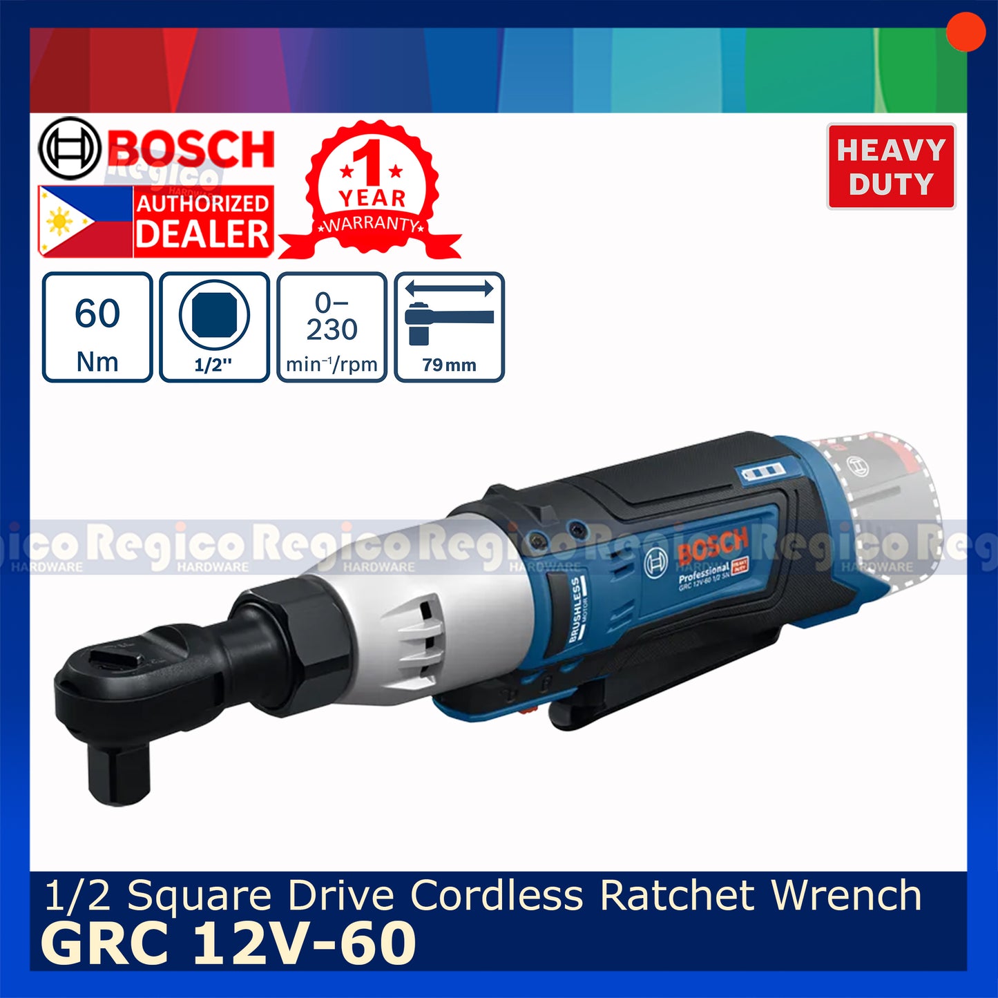 Bosch GRC 12v-60 1/2 Square Drive Cordless Ratchet Wrench Bosch Cordless 12v