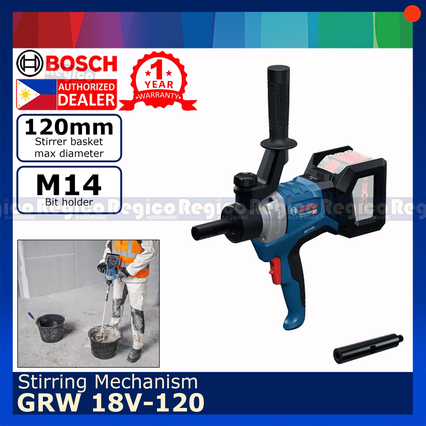 Bosch GRW 18v-120 Stirrer Stirring Mechanism Variable Speed Bosch Cordless