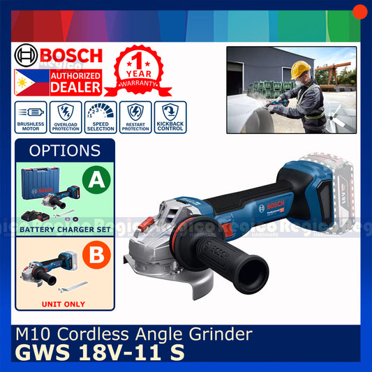 Bosch GWS 18v-11 S M10 1100w Cordless Angle Grinder with Speed Selection Kickback Control Bosch Cordless