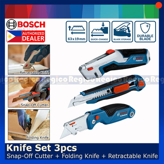 Bosch Knife Set 3pcs Snap-Off Cutter Folding Blade Retractable Knife Bosch Hand Tools (1600A027M4)