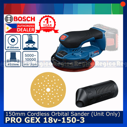 Bosch PRO GEX 18v-150-3 Cordless 6" 150mm Random Orbital Sander