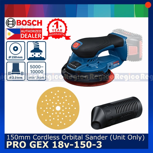 Bosch PRO GEX 18v-150-3 Cordless 6" 150mm Random Orbital Sander