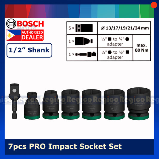 Bosch Pro 1/2 Drive Impact Socket Set 13m - 24mm Bosch Accessories 2608003032