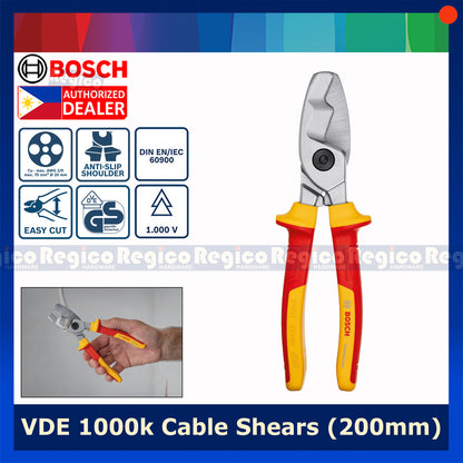 Bosch VDE Cable Shears 200mm AWG 2/0 Electrical Plies Bosch Hand Tools 1600A02NF4